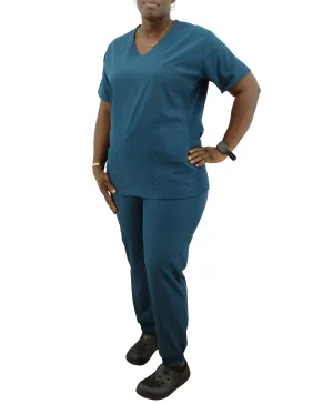 1503CARIBBEAN, Just Scrubs, 2pc Jogger Pants Scrub Set-Caribbean (S-2XL)