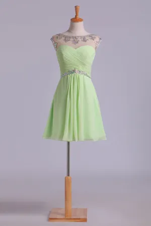 2024 Homecoming Dresses Short Rulffled&Beaded Chiffon