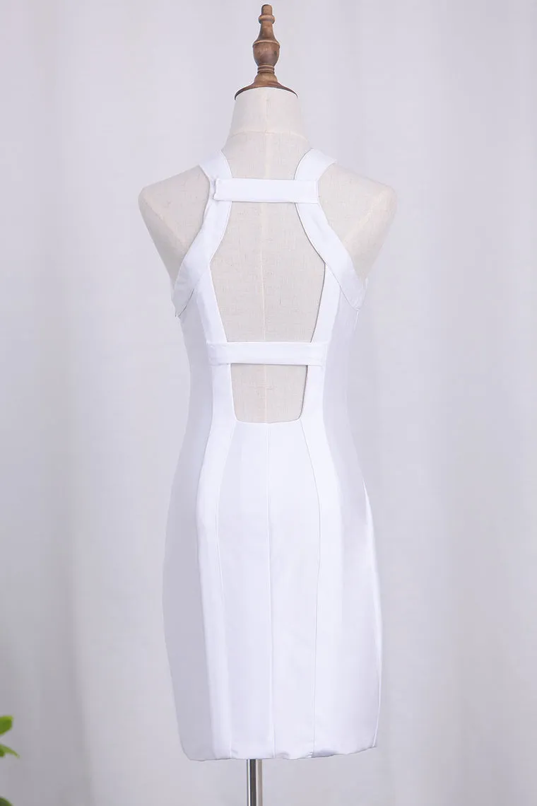 2024 Scoop Open Back Sheath Cocktail Dresses Spandex Short/Mini