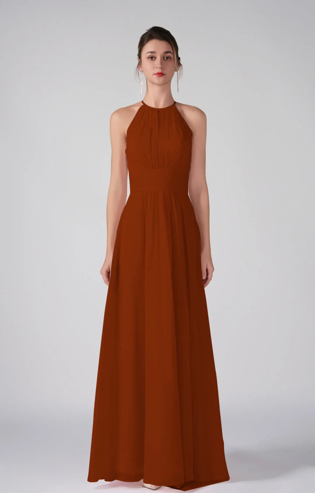 A-Line Halter Strapless Ruffles Chic Maxi Dress