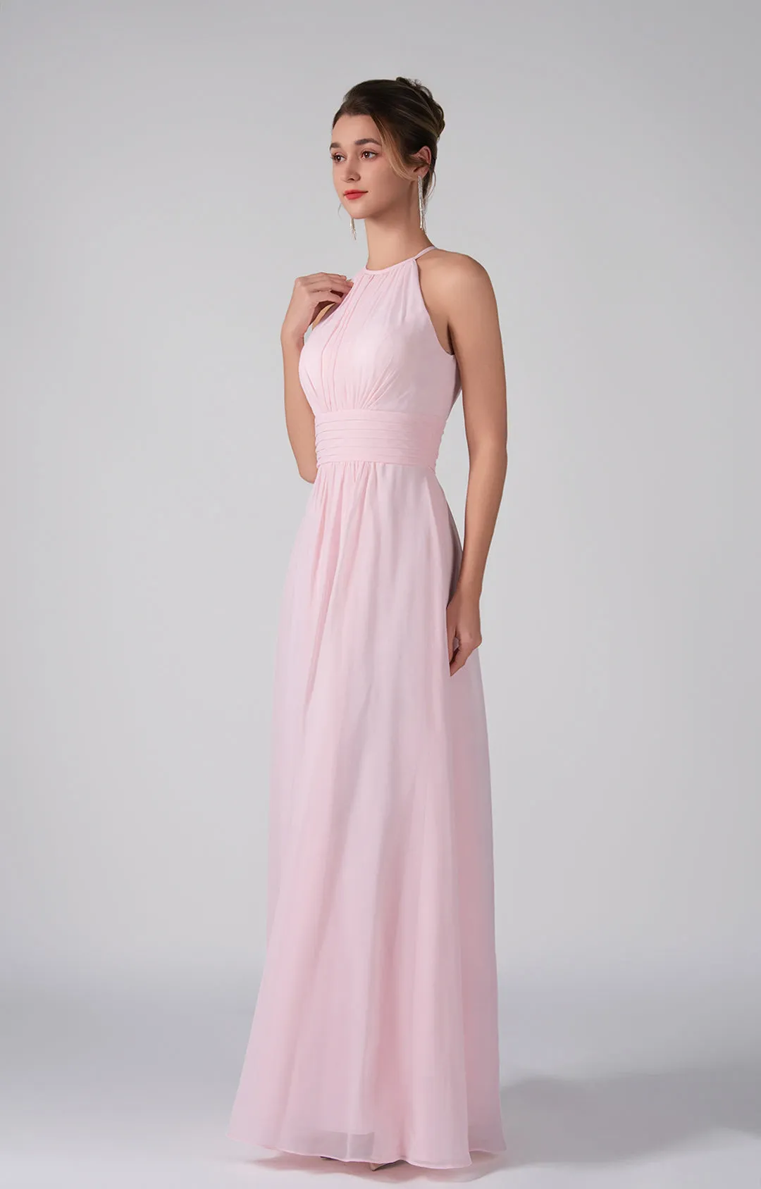 A-Line Halter Strapless Ruffles Chic Maxi Dress