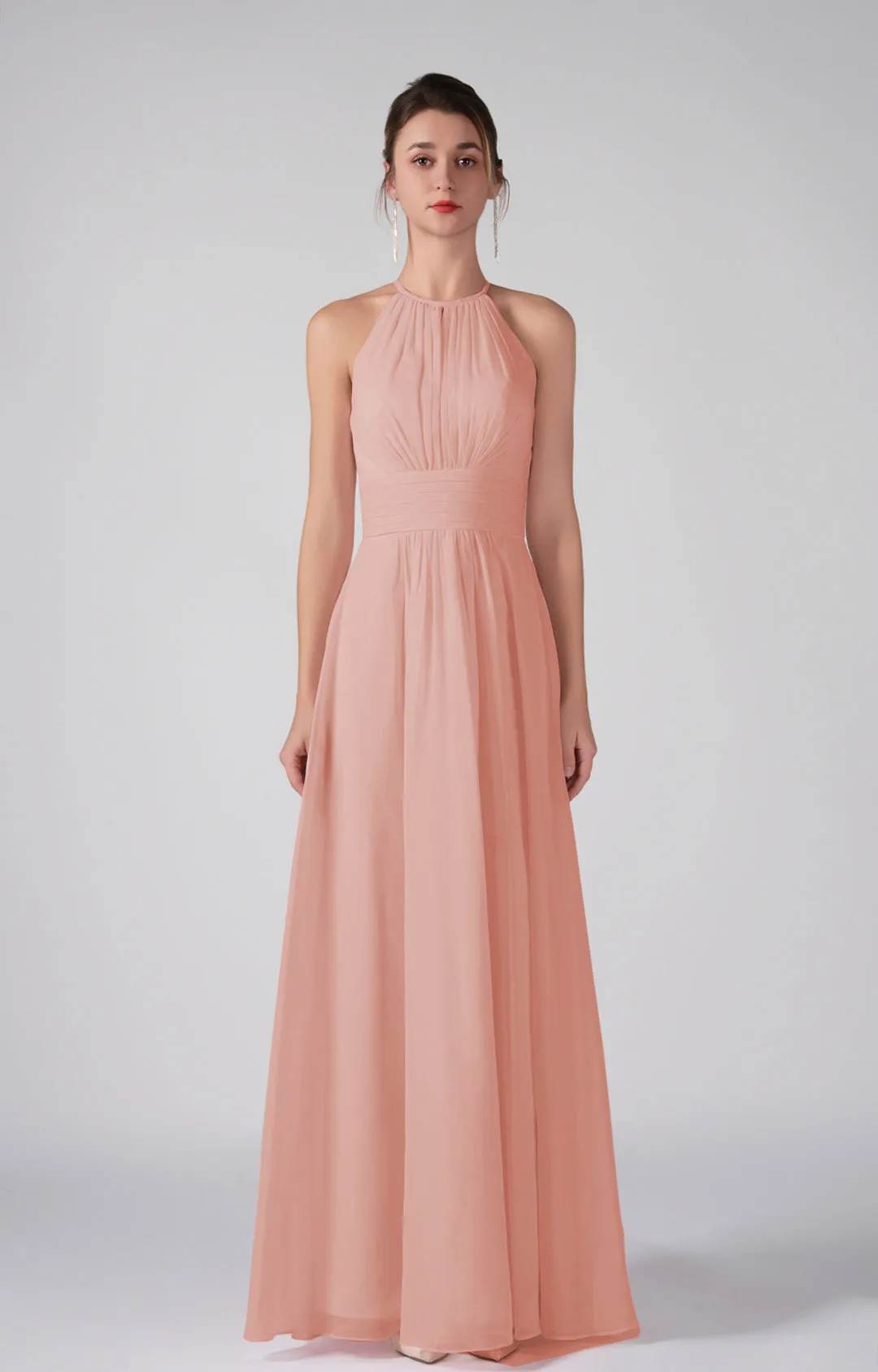 A-Line Halter Strapless Ruffles Chic Maxi Dress