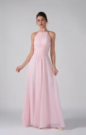 A-Line Halter Strapless Ruffles Chic Maxi Dress