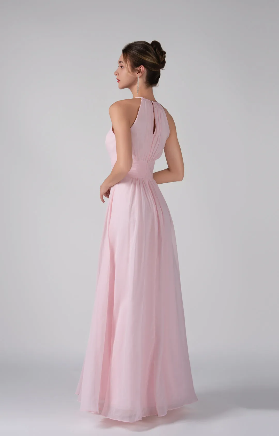 A-Line Halter Strapless Ruffles Chic Maxi Dress