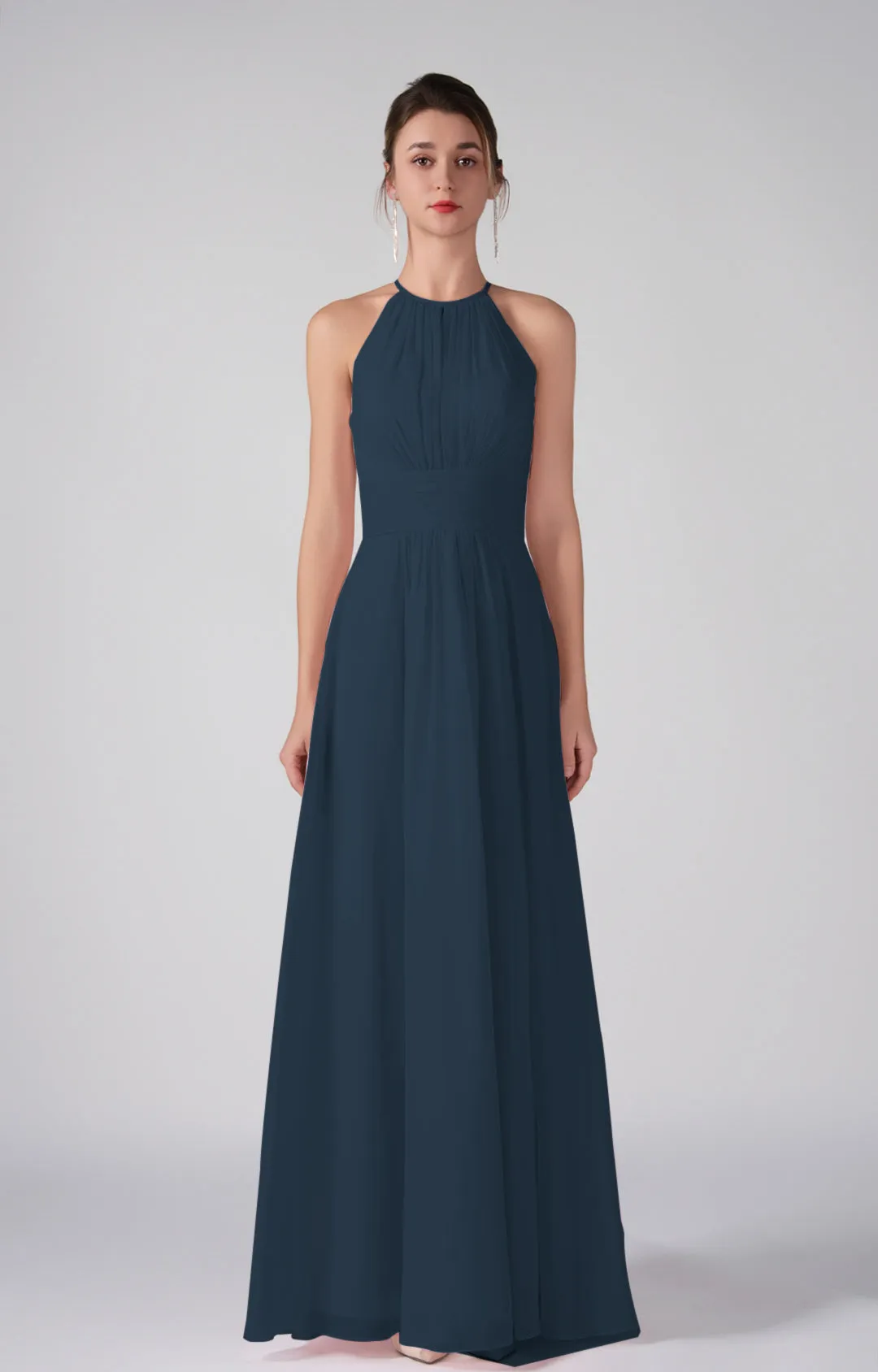 A-Line Halter Strapless Ruffles Chic Maxi Dress