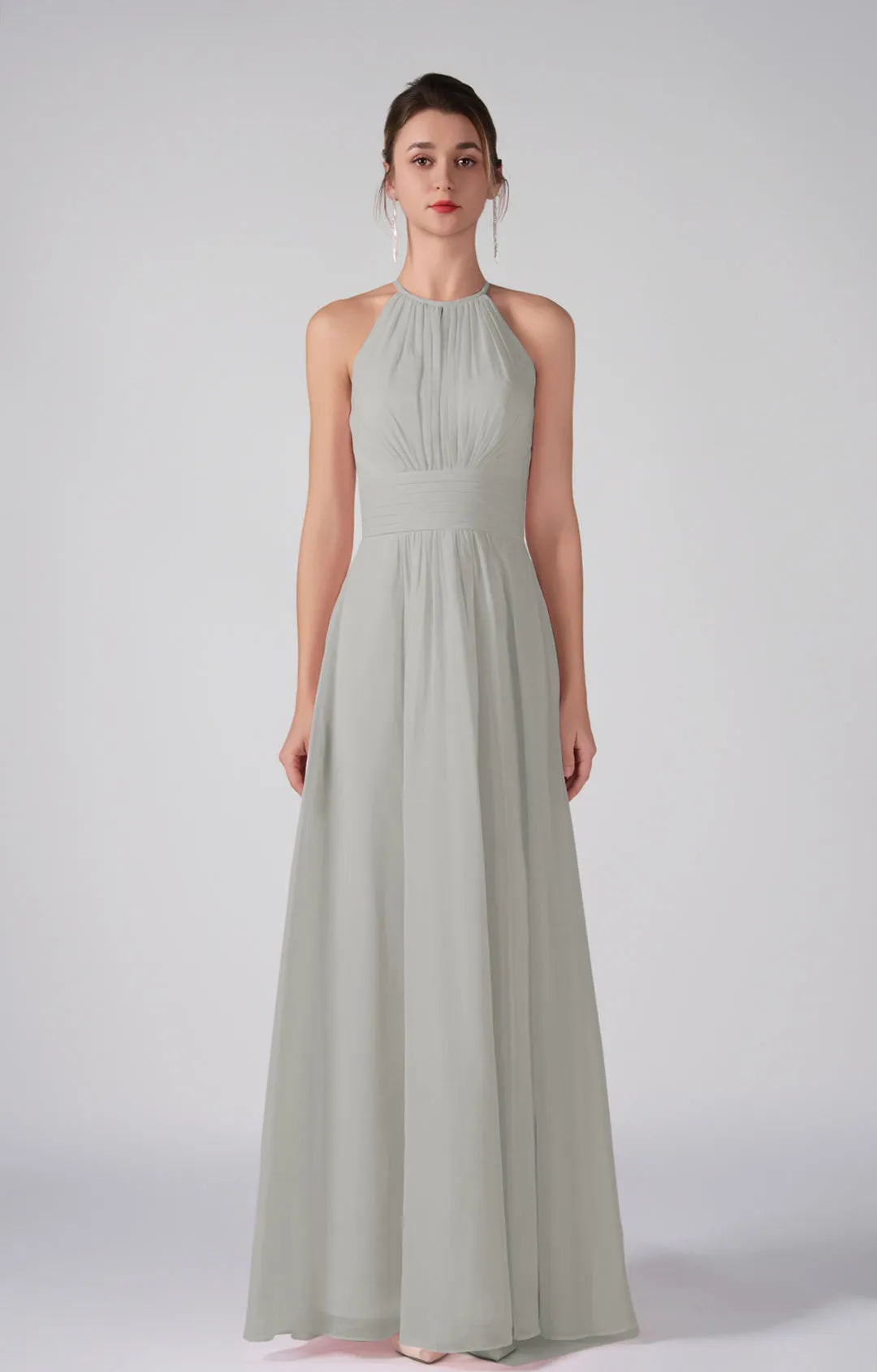 A-Line Halter Strapless Ruffles Chic Maxi Dress