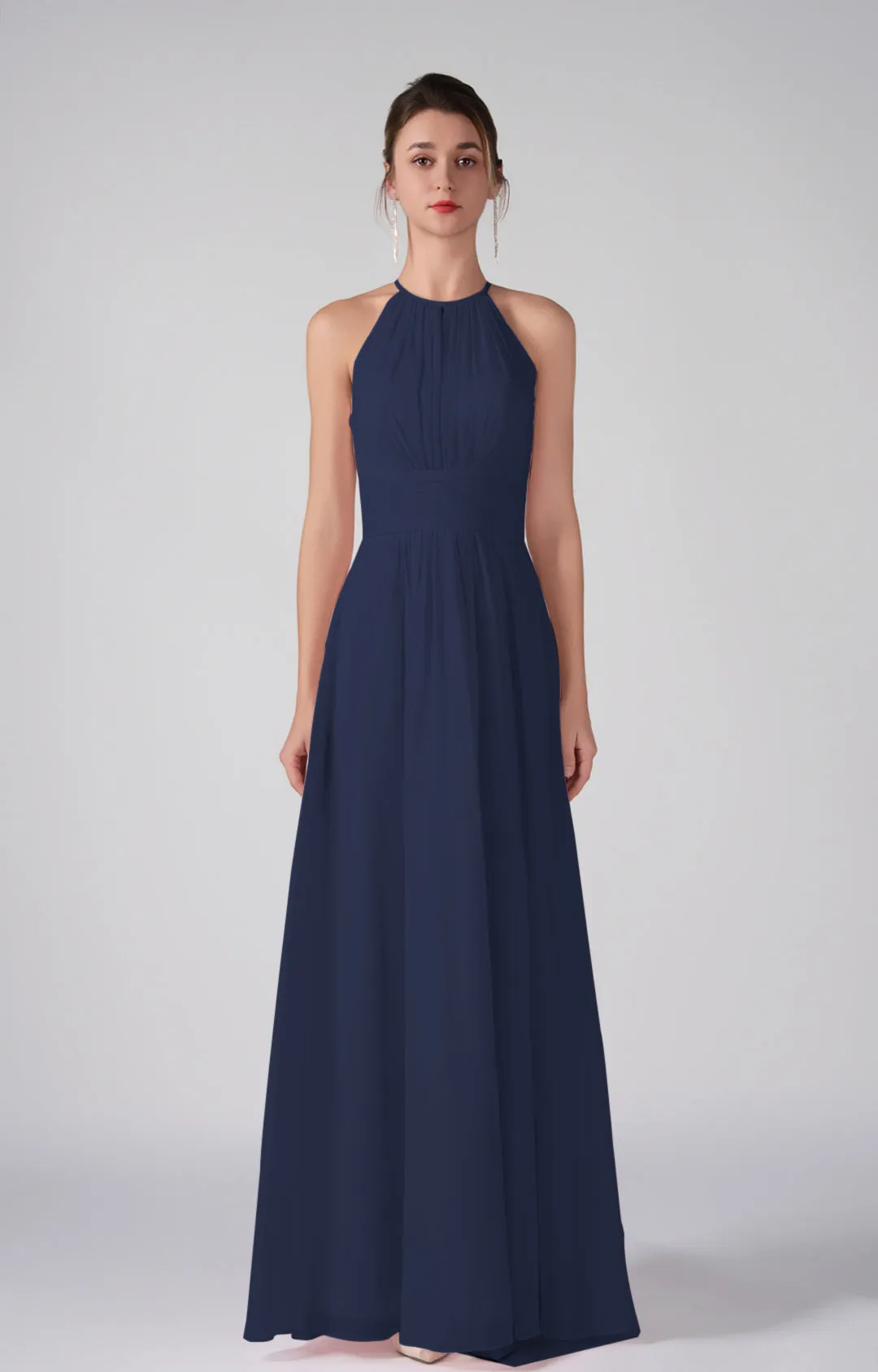 A-Line Halter Strapless Ruffles Chic Maxi Dress