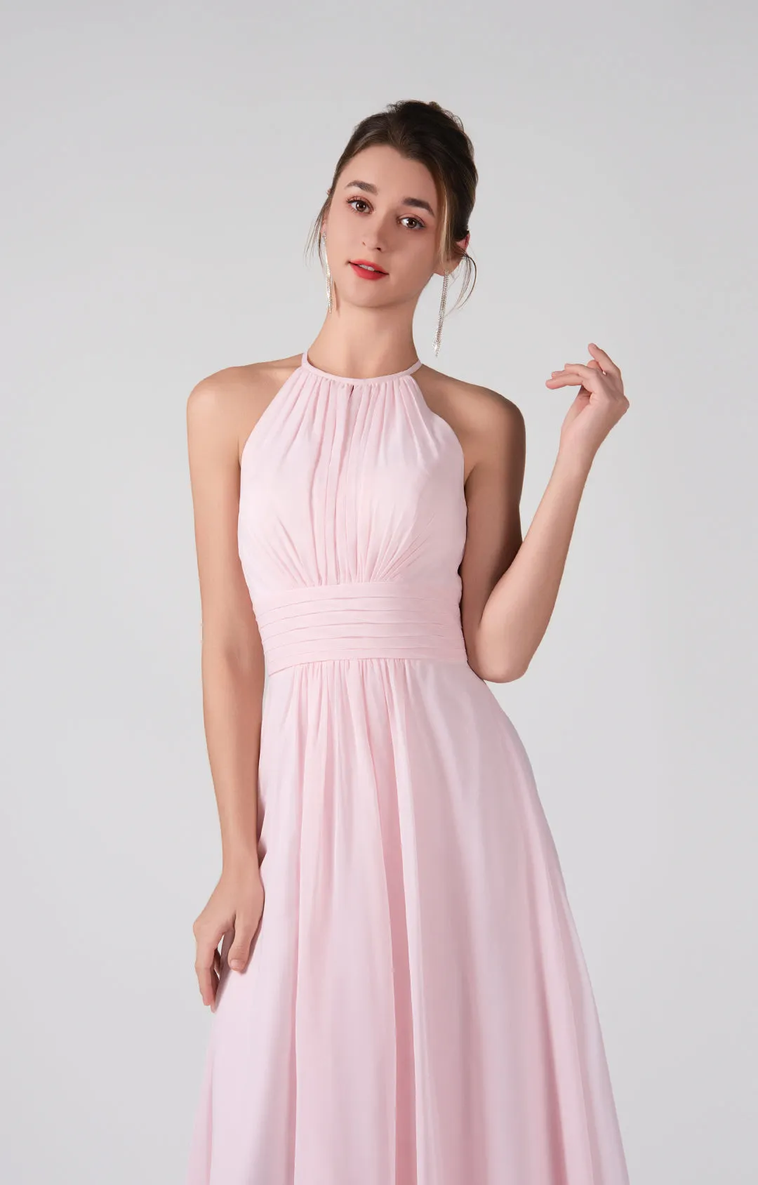 A-Line Halter Strapless Ruffles Chic Maxi Dress