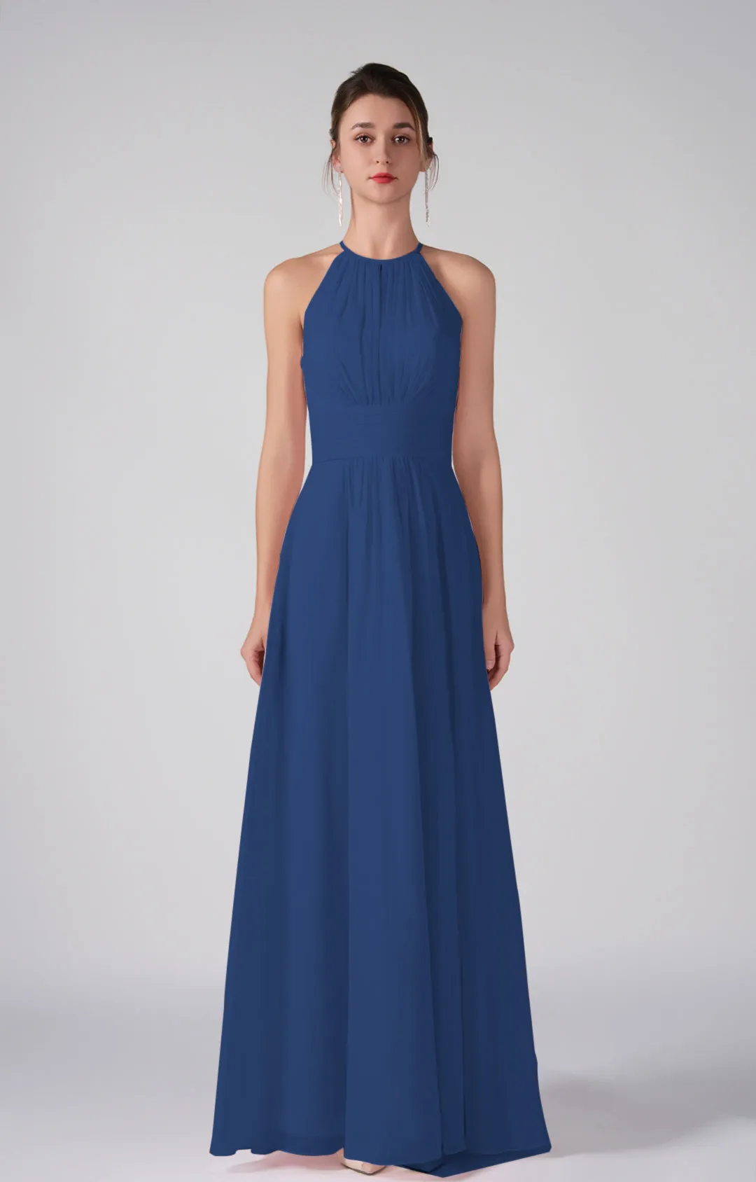 A-Line Halter Strapless Ruffles Chic Maxi Dress