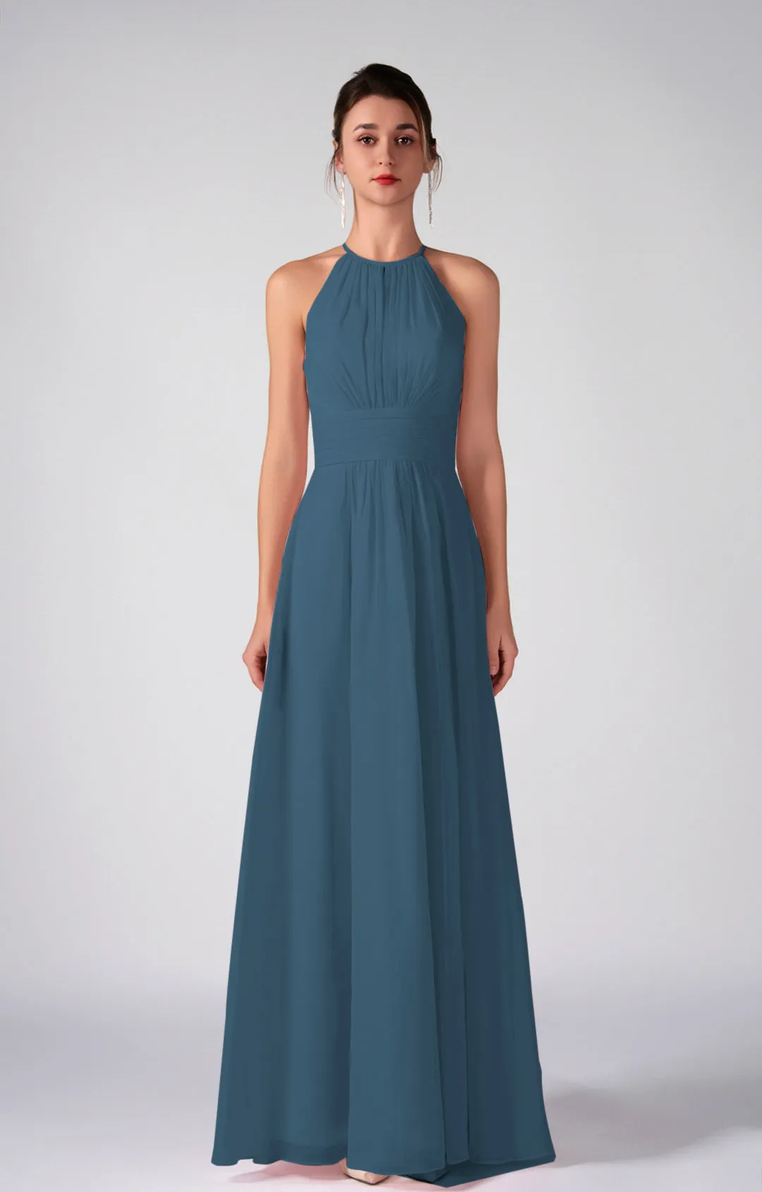 A-Line Halter Strapless Ruffles Chic Maxi Dress