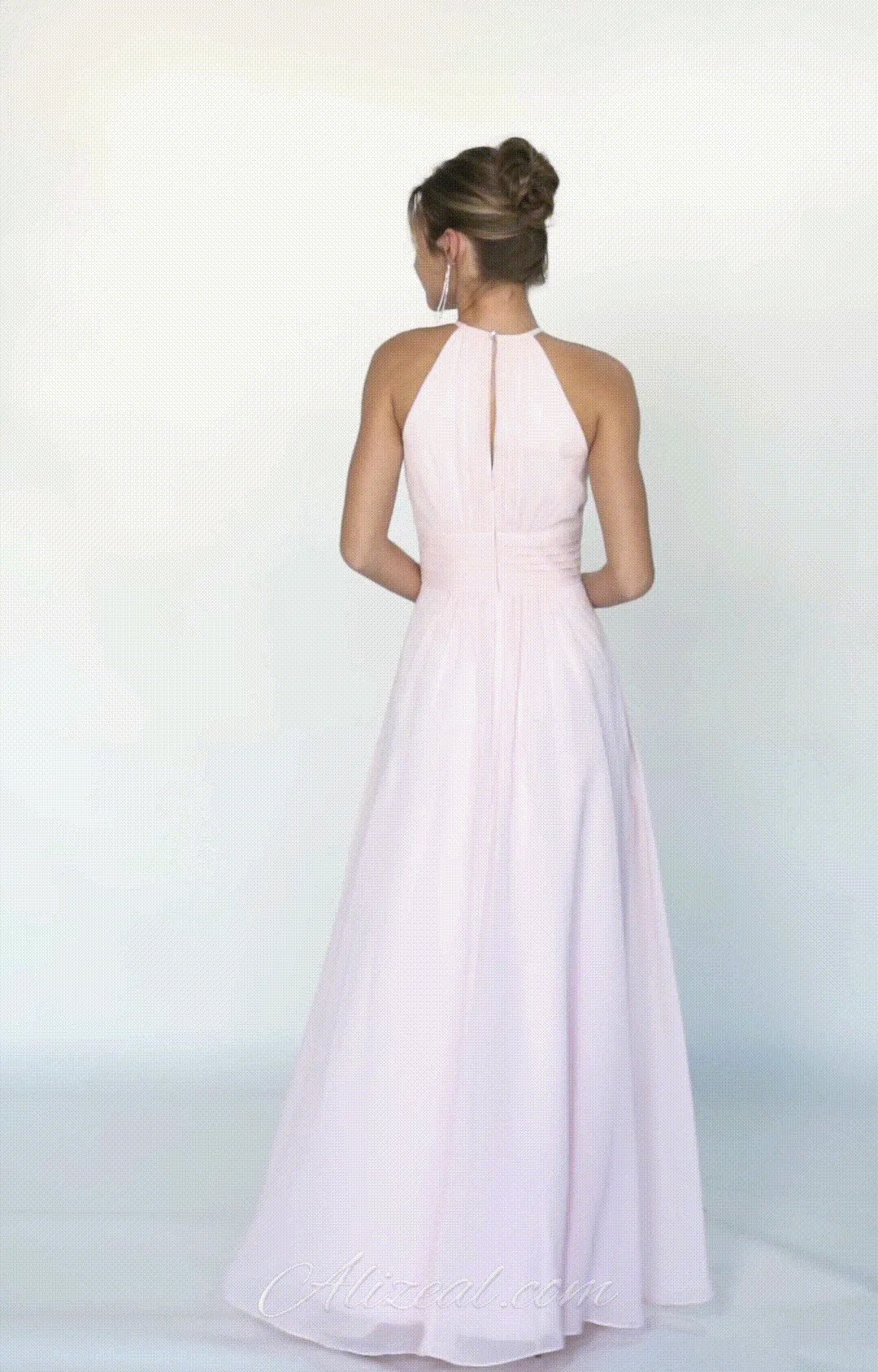 A-Line Halter Strapless Ruffles Chic Maxi Dress