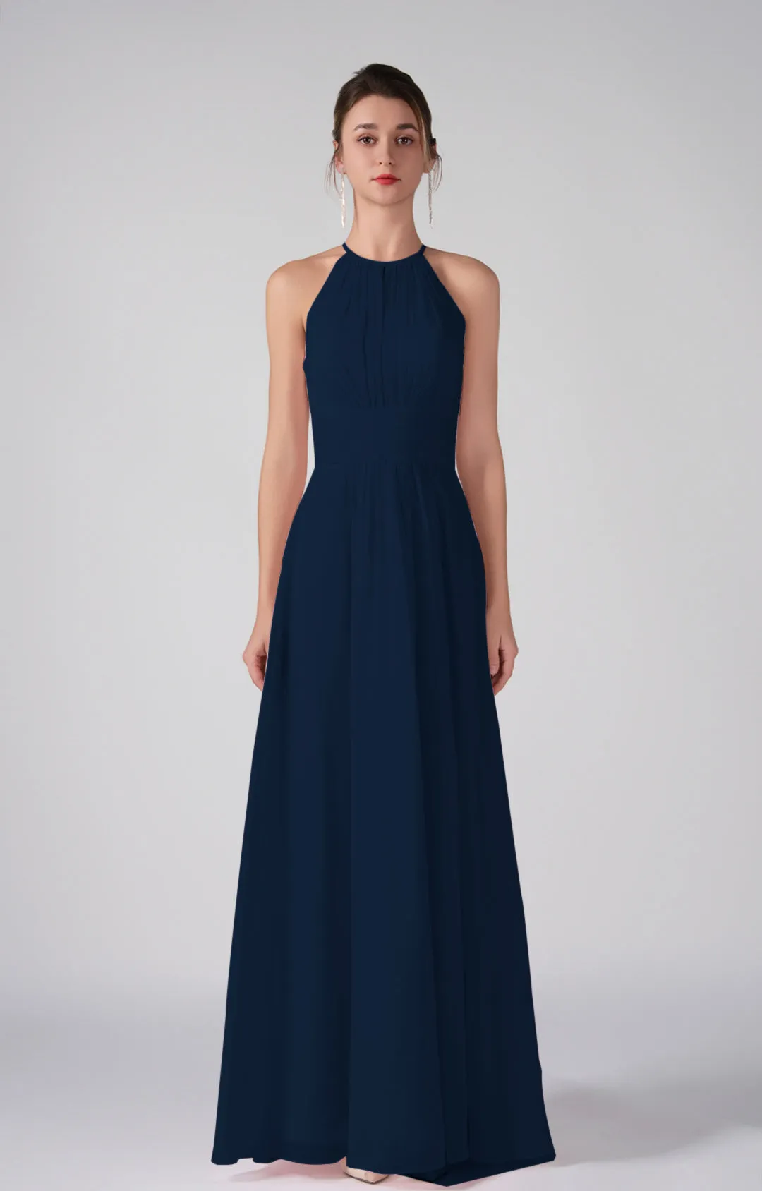 A-Line Halter Strapless Ruffles Chic Maxi Dress