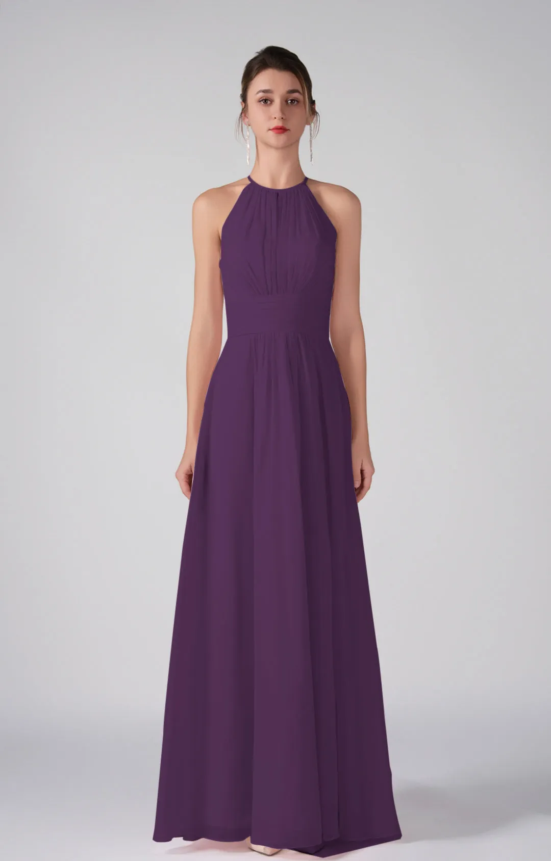 A-Line Halter Strapless Ruffles Chic Maxi Dress