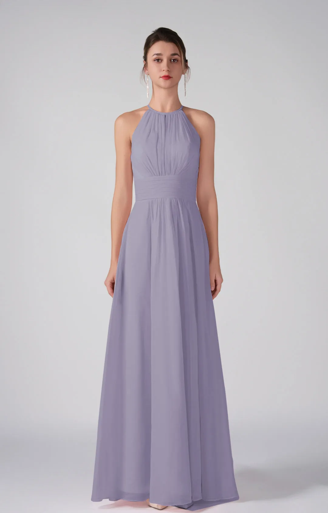 A-Line Halter Strapless Ruffles Chic Maxi Dress