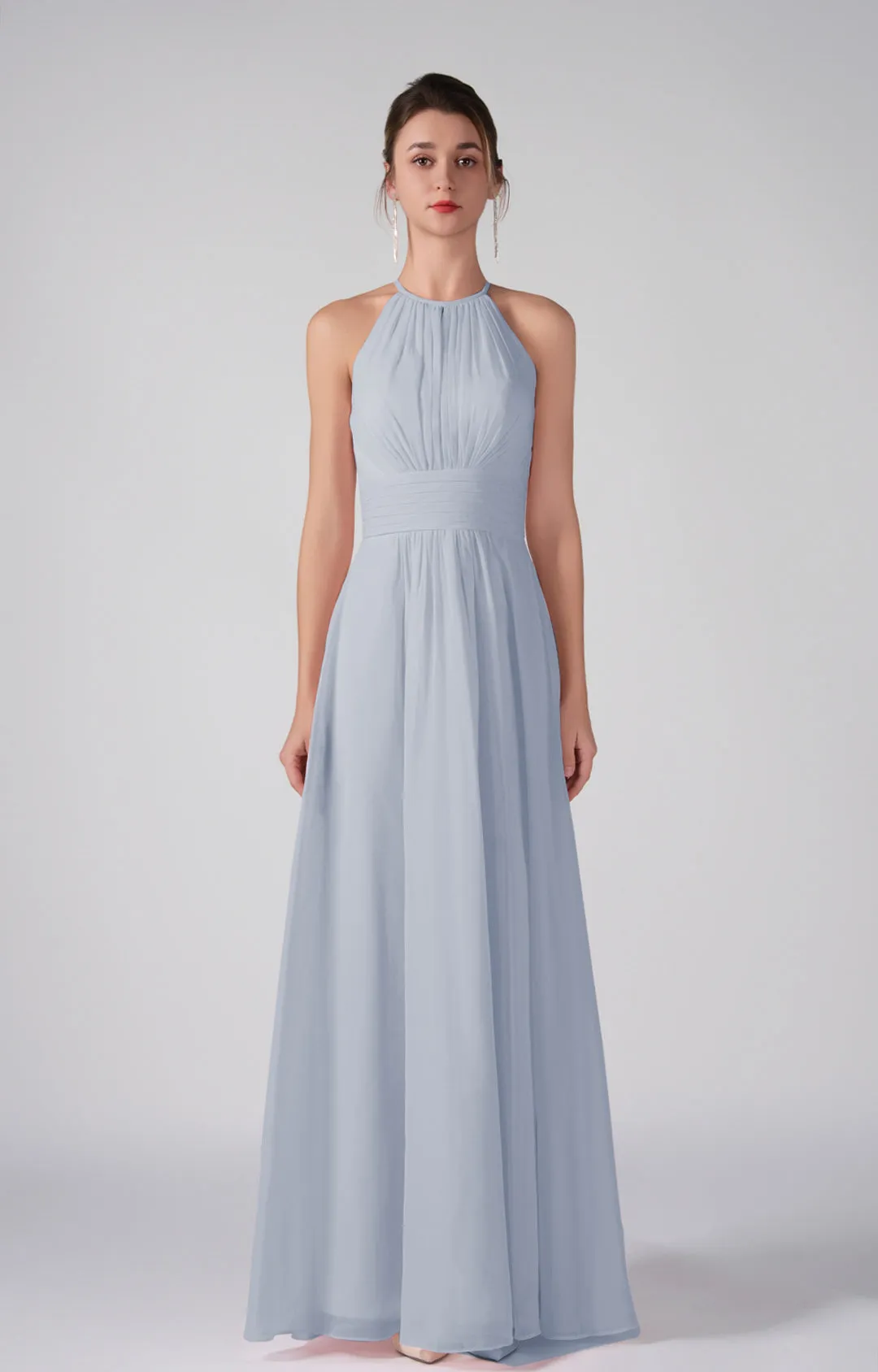 A-Line Halter Strapless Ruffles Chic Maxi Dress