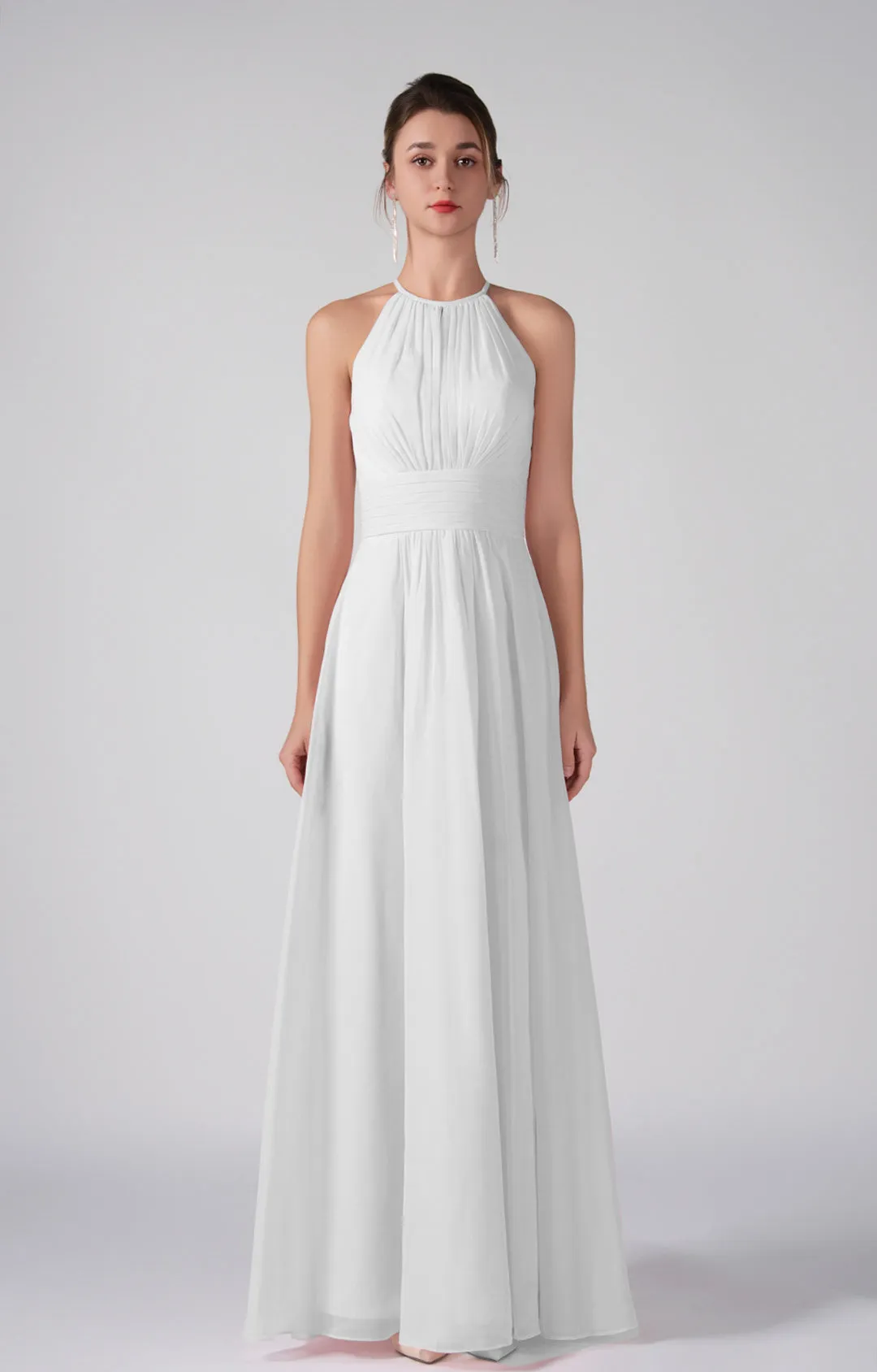 A-Line Halter Strapless Ruffles Chic Maxi Dress