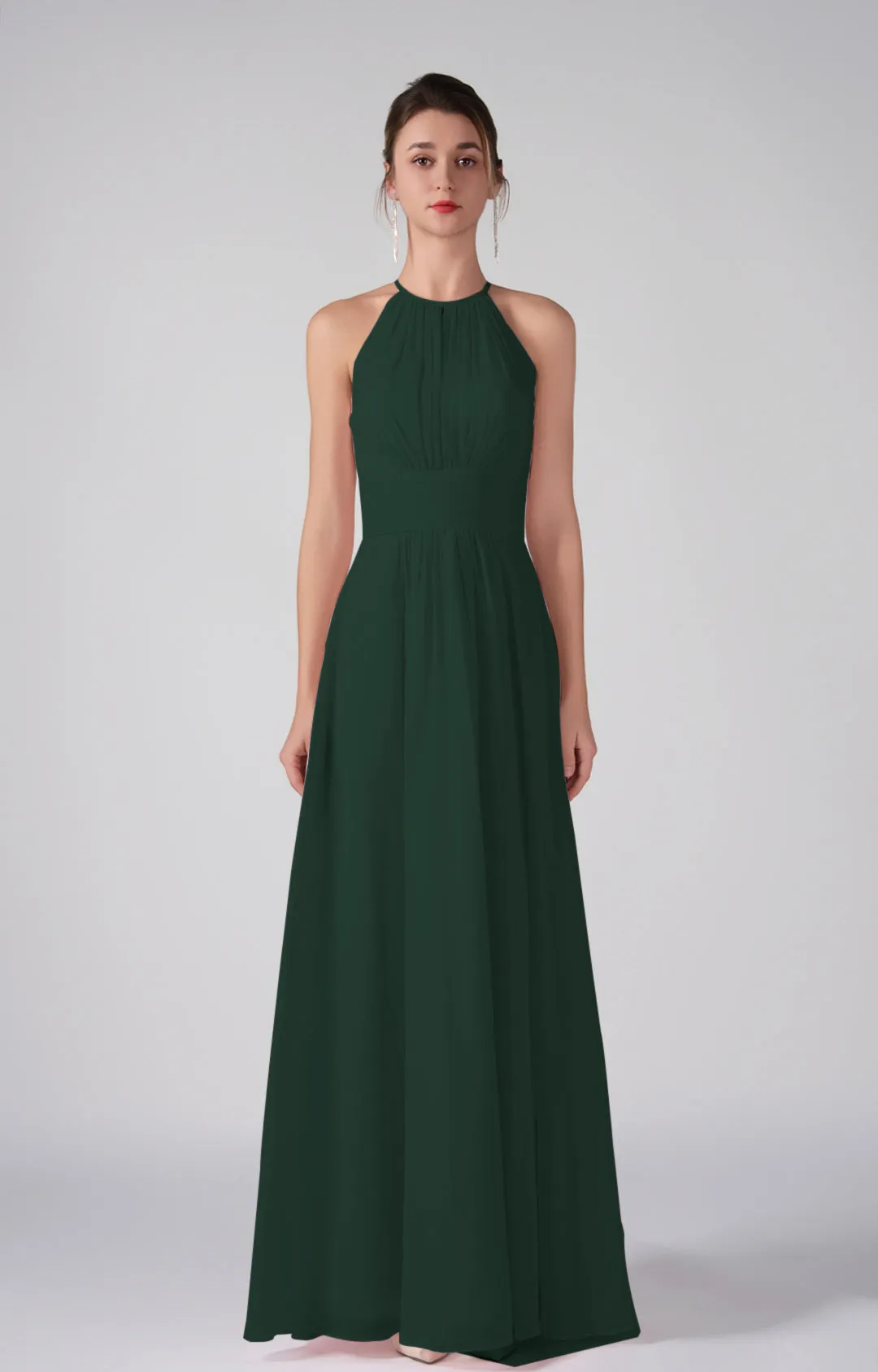A-Line Halter Strapless Ruffles Chic Maxi Dress