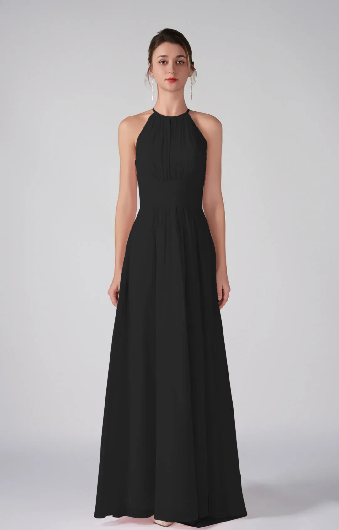A-Line Halter Strapless Ruffles Chic Maxi Dress