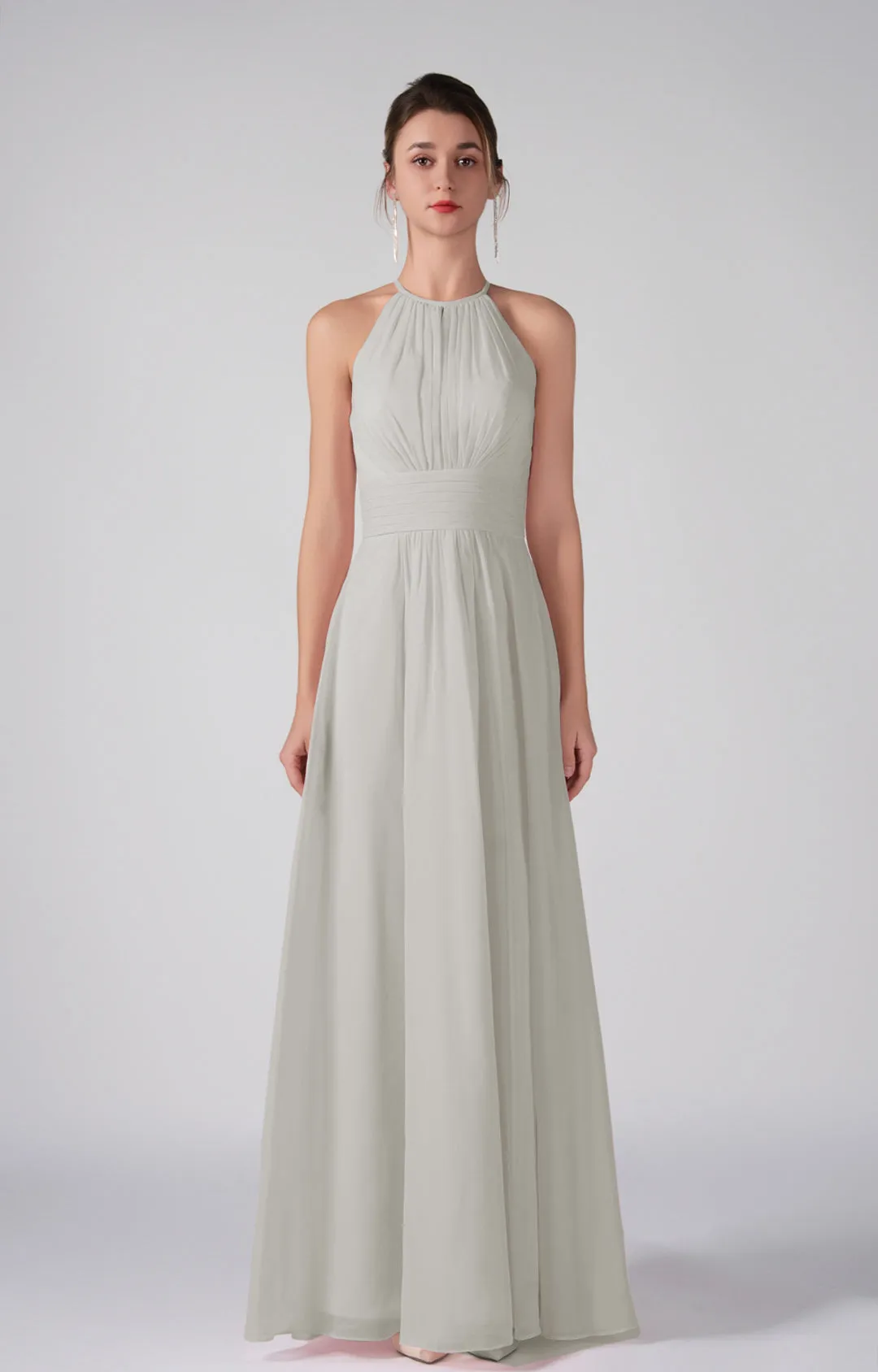 A-Line Halter Strapless Ruffles Chic Maxi Dress