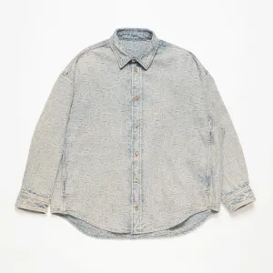Acne Studios Monogram Denim Shirt Relaxed Fit Blue / Beige