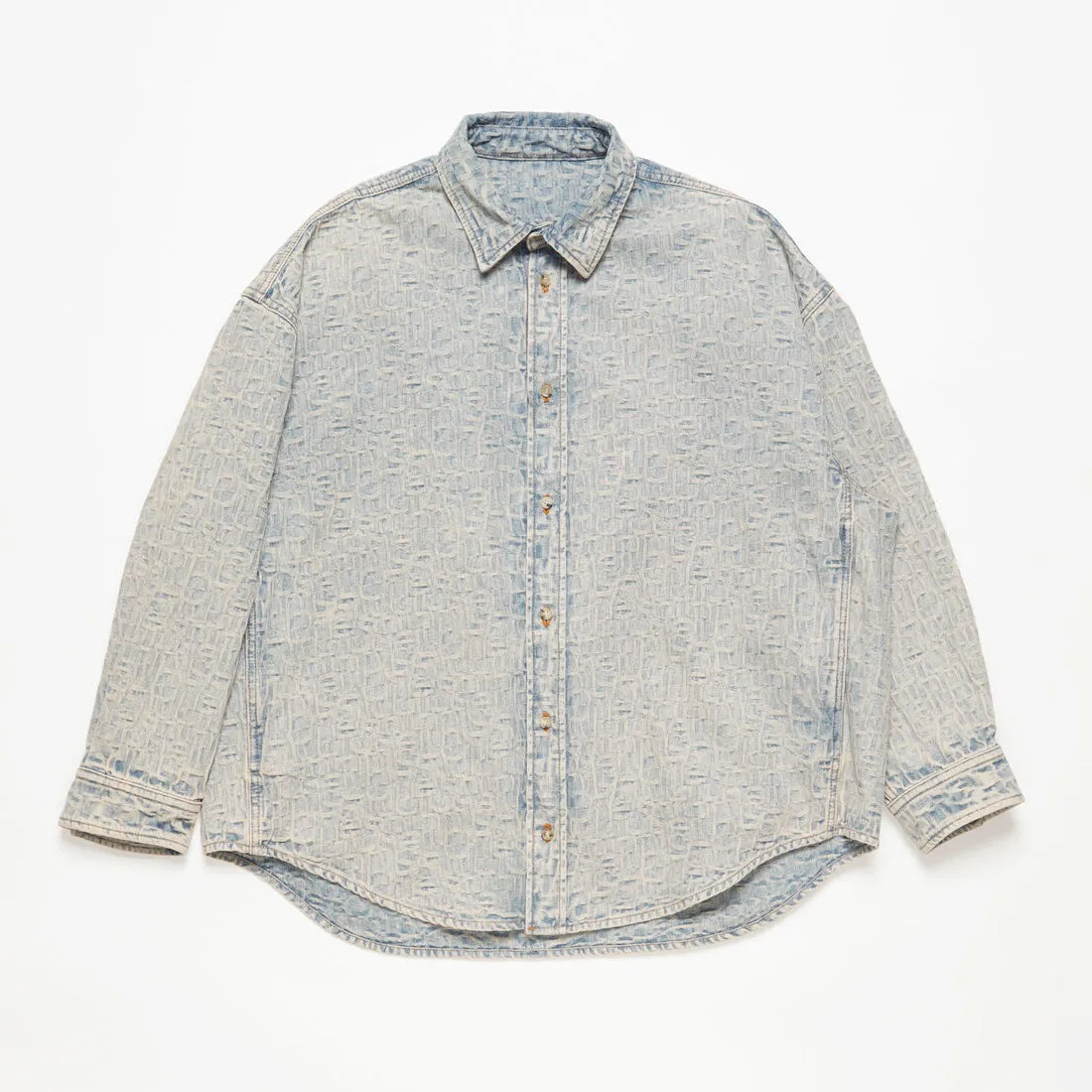 Acne Studios Monogram Denim Shirt Relaxed Fit Blue / Beige