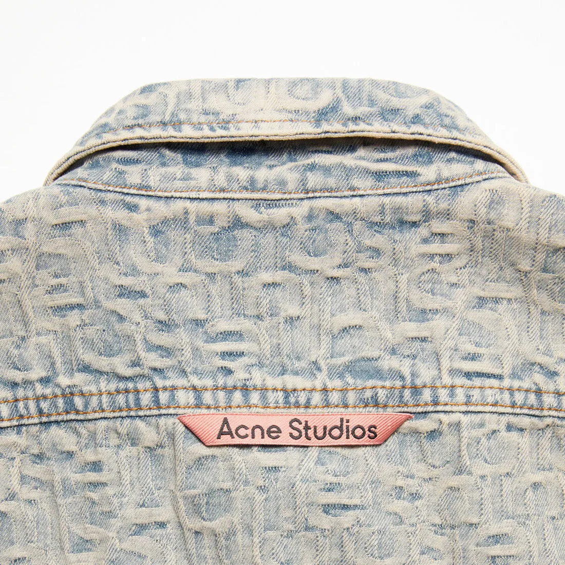 Acne Studios Monogram Denim Shirt Relaxed Fit Blue / Beige