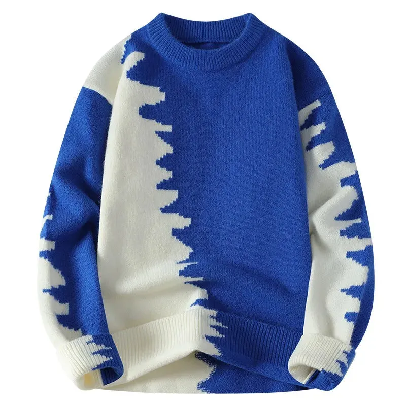 Aidase Dragon Graffiti Color Blocked Fashion Knitted Sweaters Men's Knitwear Warm Pullover High Quality Mens Casual Loose Male Jumpers