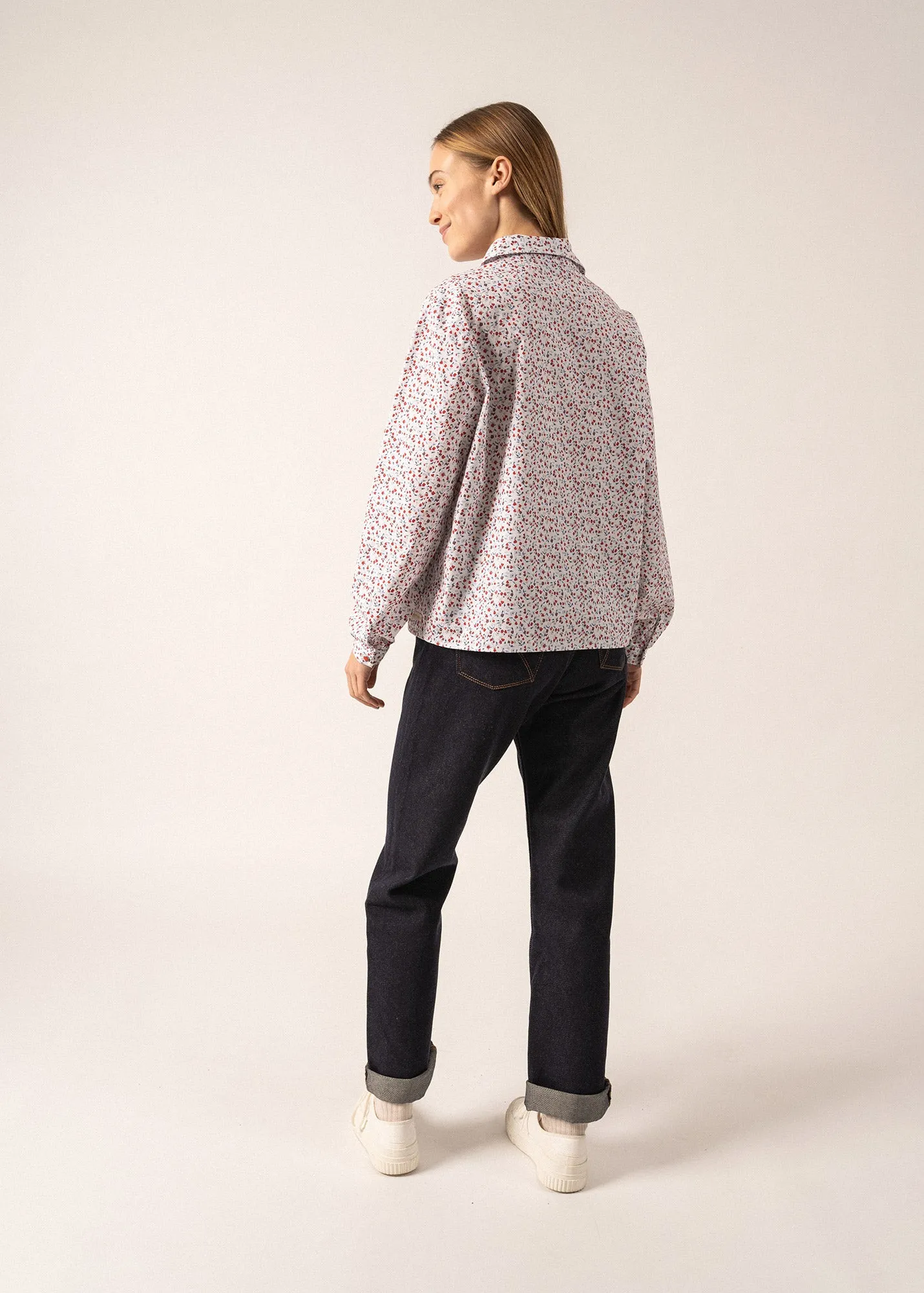 Alicia Printed Cotton Blouse - with floral motifs (BLANC D'HIVER/OXYGENE/TULIPE)