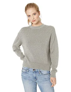 Amazon Brand - Daily Ritual Women's 100% Cotton Long-Sleeve Crewneck Pullover Sweater, Light Heather Grey, Small
