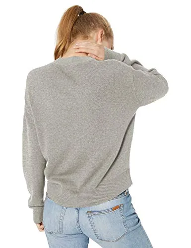 Amazon Brand - Daily Ritual Women's 100% Cotton Long-Sleeve Crewneck Pullover Sweater, Light Heather Grey, Small