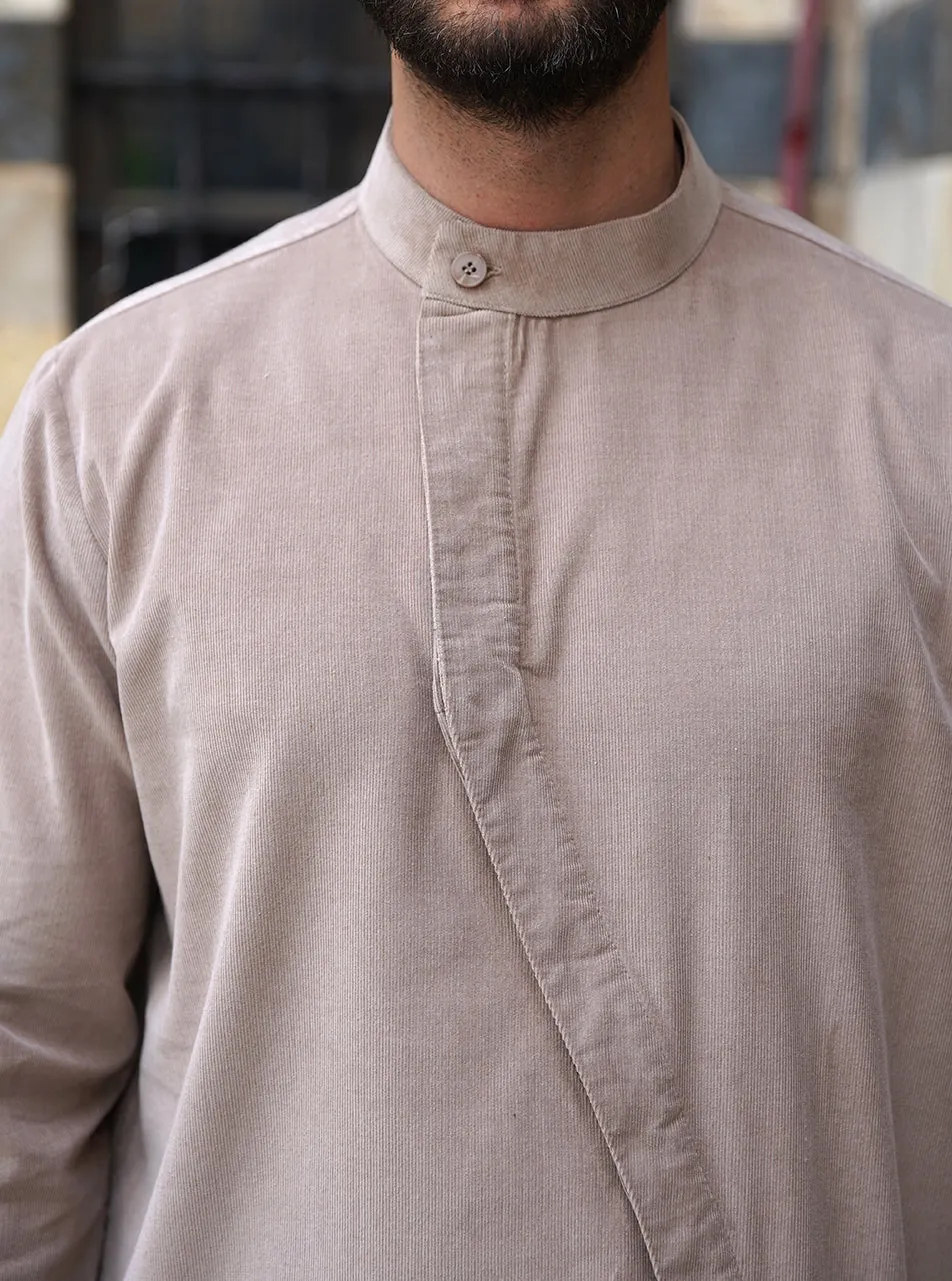 Angled Buttoned Corduroy Shirt