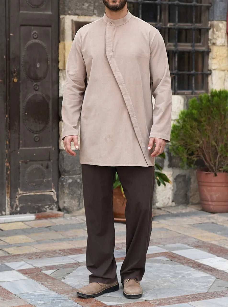 Angled Buttoned Corduroy Shirt