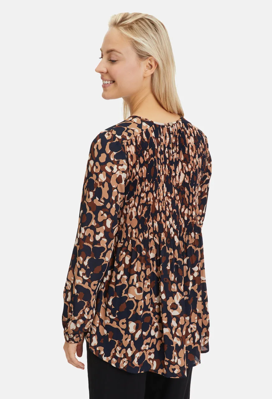 Animal Print Plisse Blouse