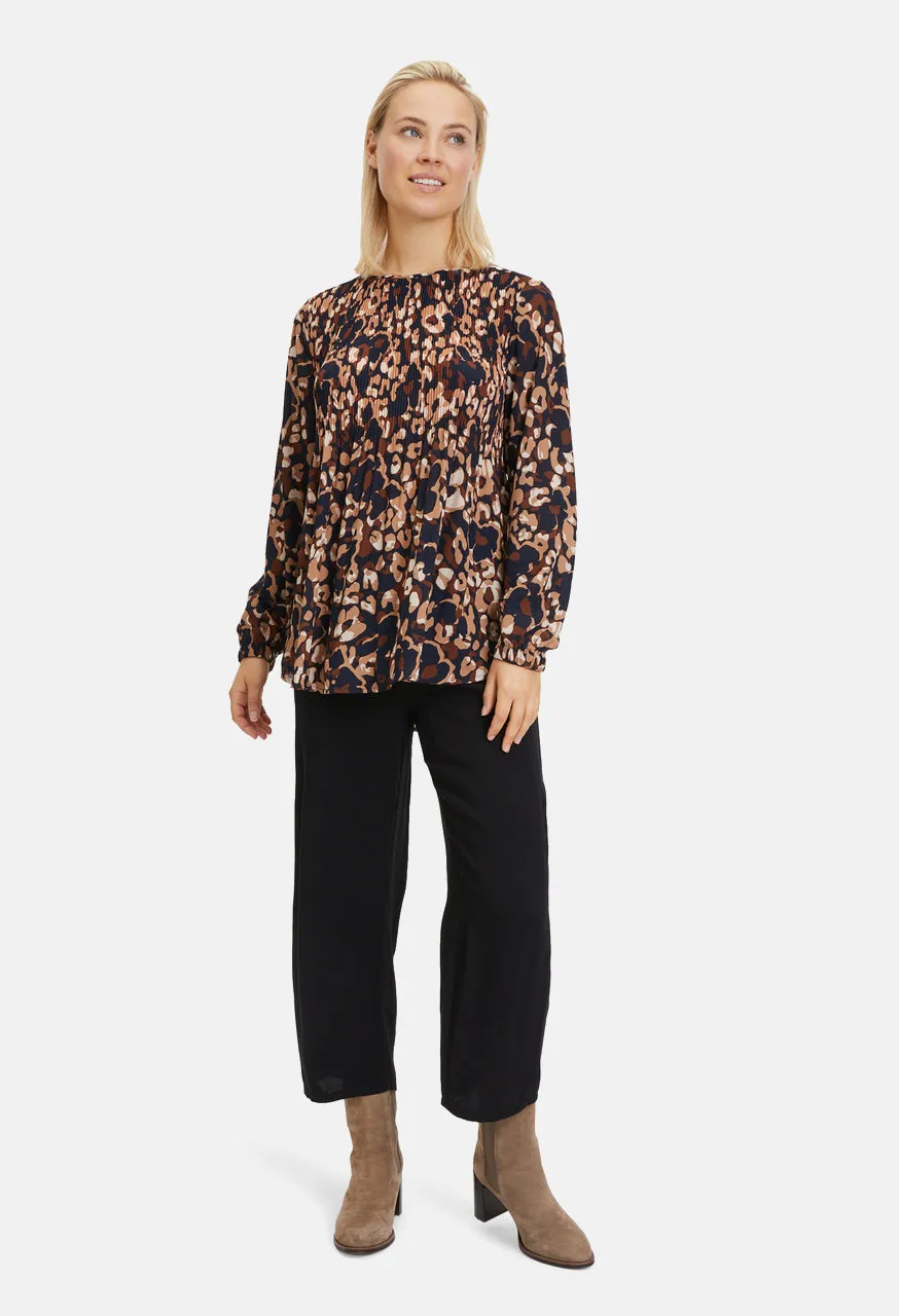 Animal Print Plisse Blouse