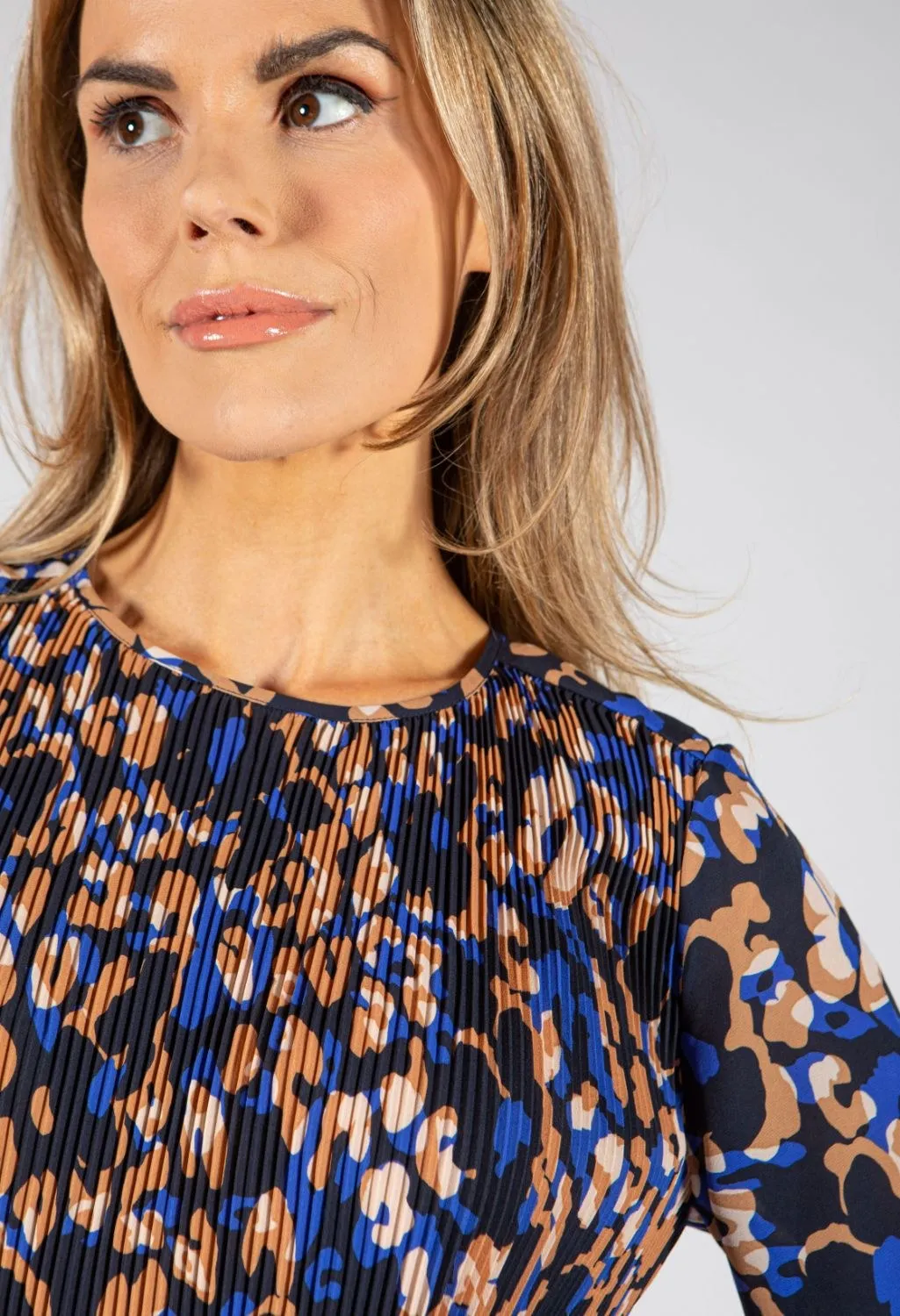 Animal Print Plisse Blouse