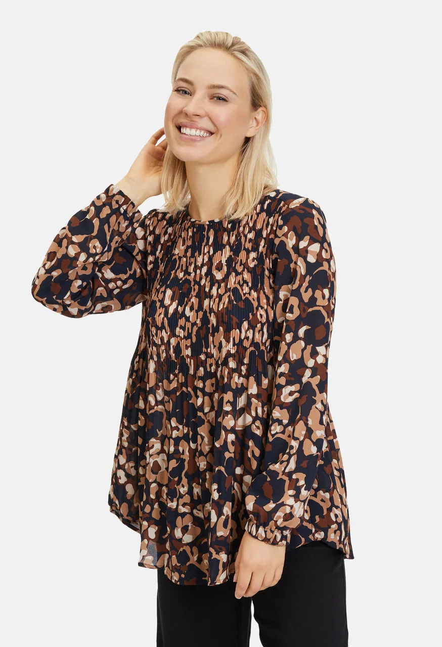 Animal Print Plisse Blouse