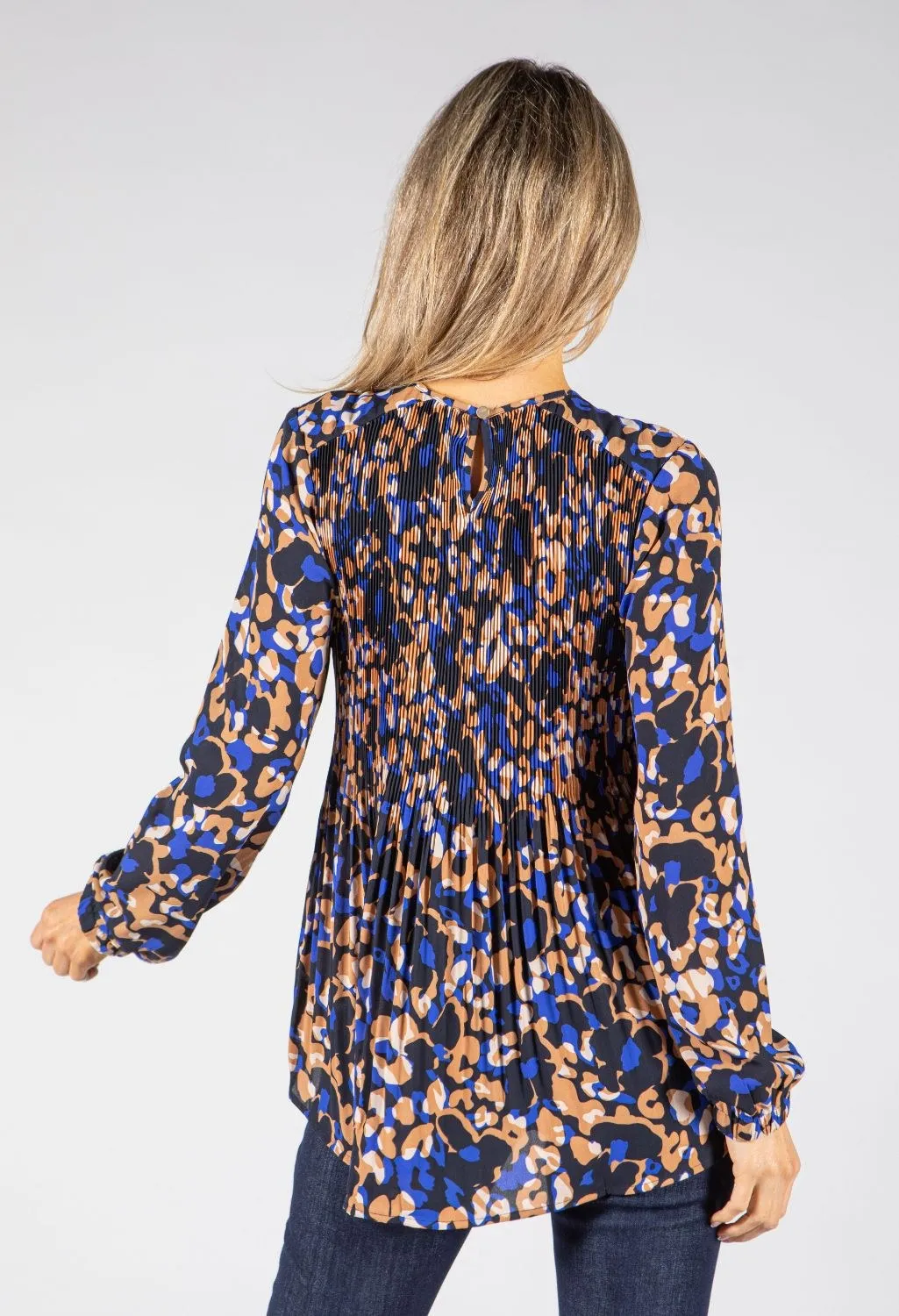 Animal Print Plisse Blouse