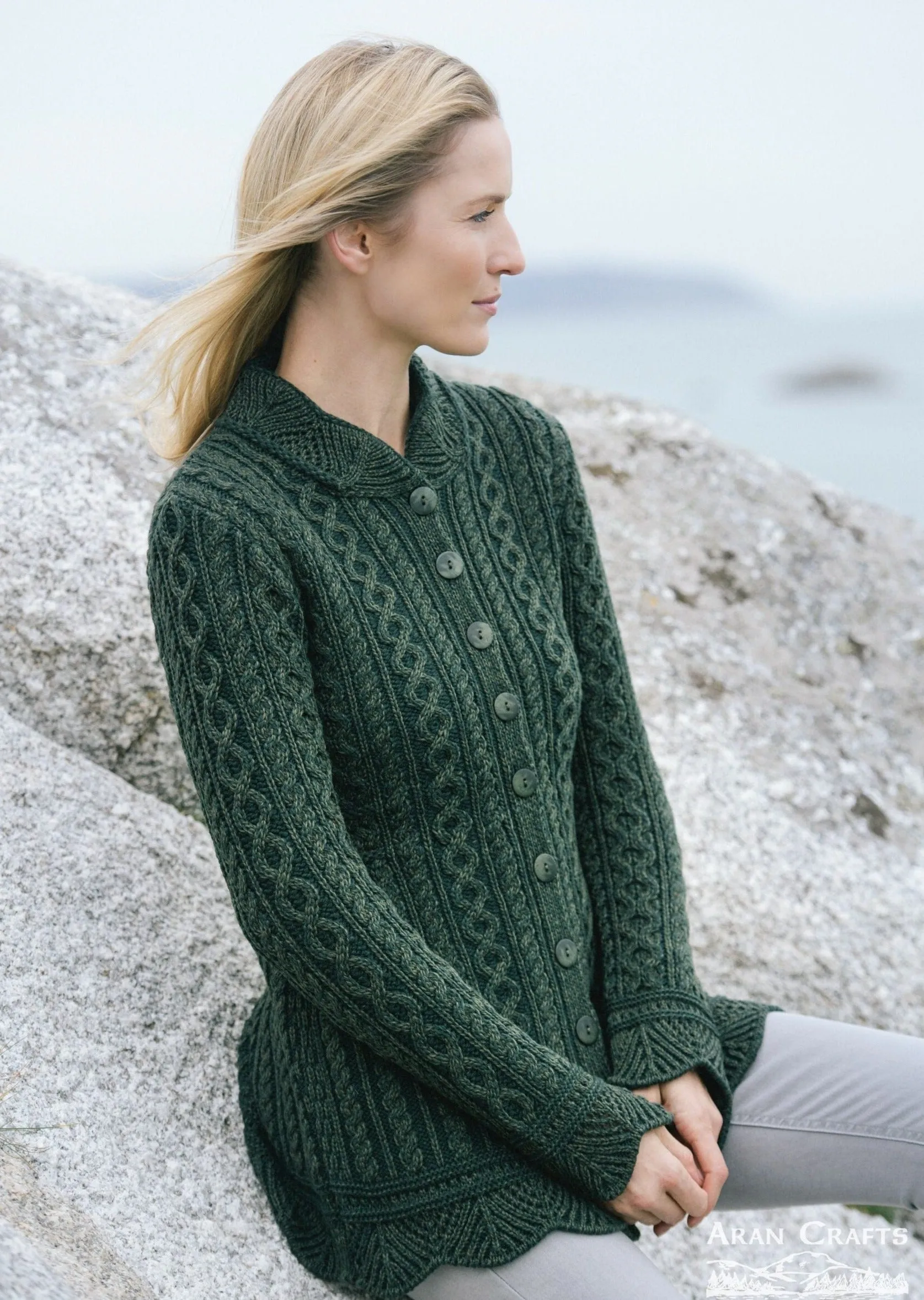 Aran Plated Scallop Jacket | Green