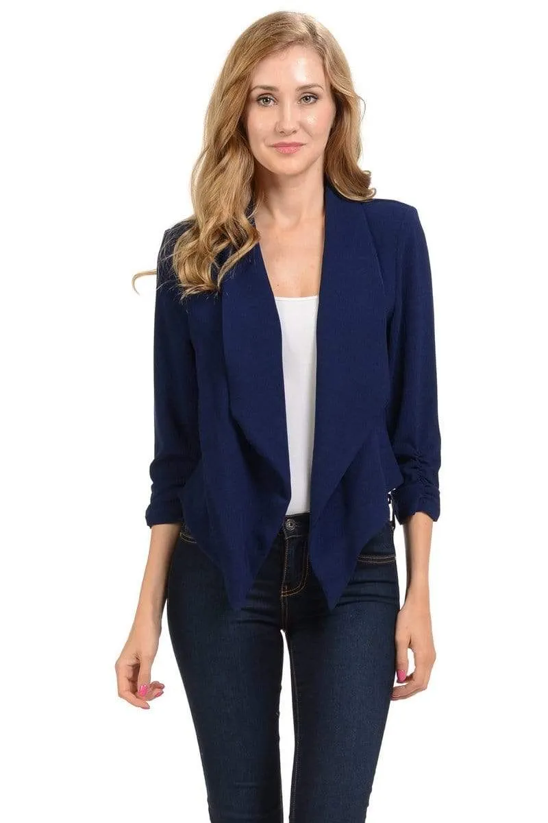 Auliné Collection Women's Lined Flowy Open Closure Color Casual Blazer