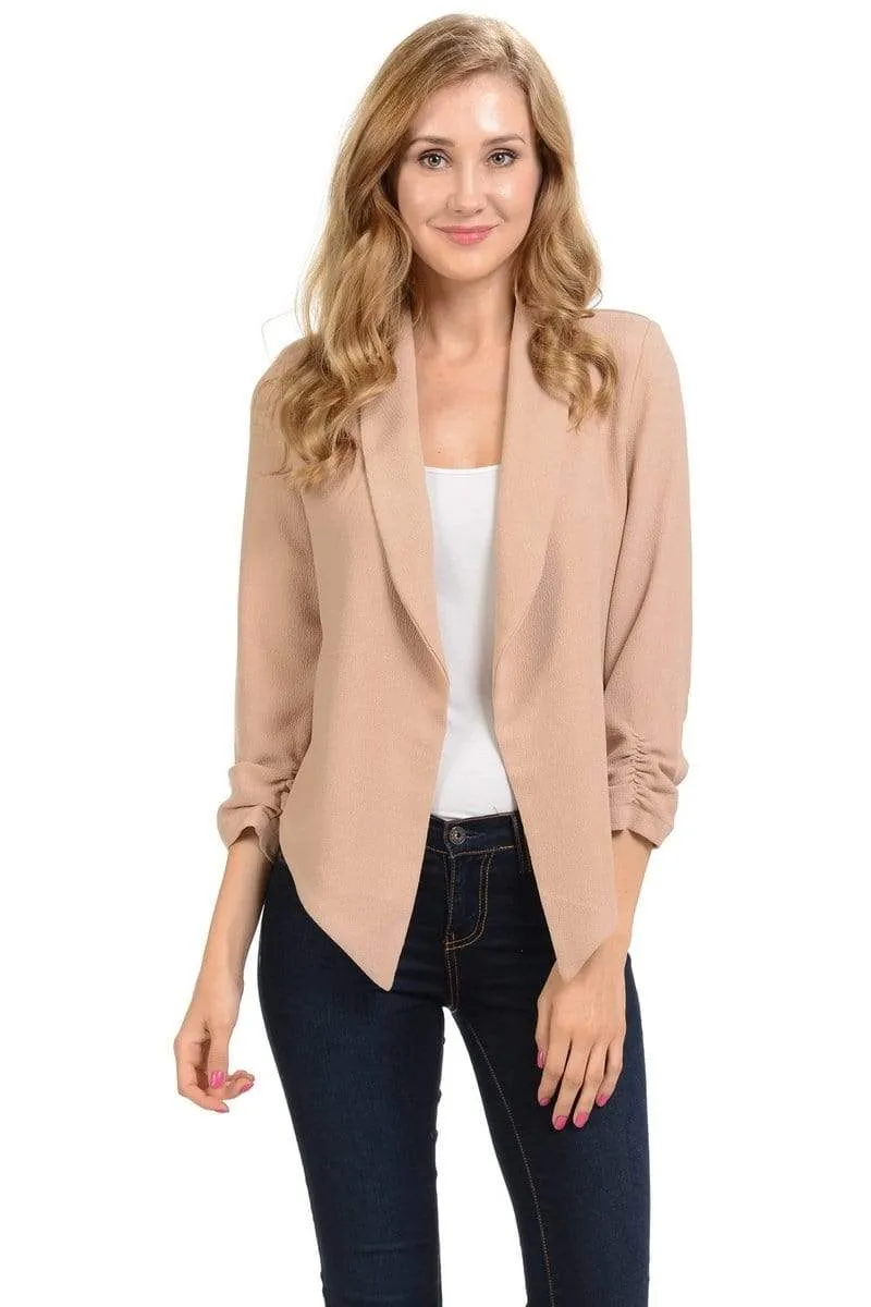 Auliné Collection Women's Lined Flowy Open Closure Color Casual Blazer