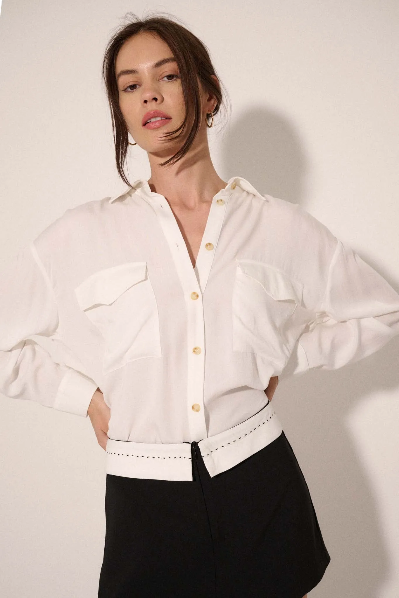 Back to Basics Buttoned-Back Pocket Shirt
