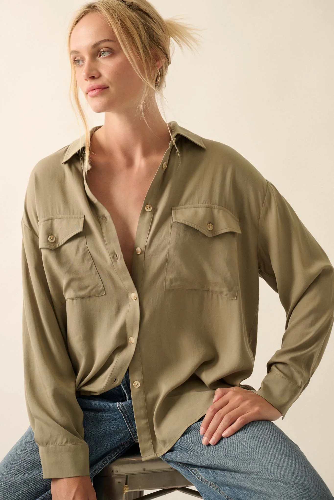 Back to Basics Buttoned-Back Pocket Shirt