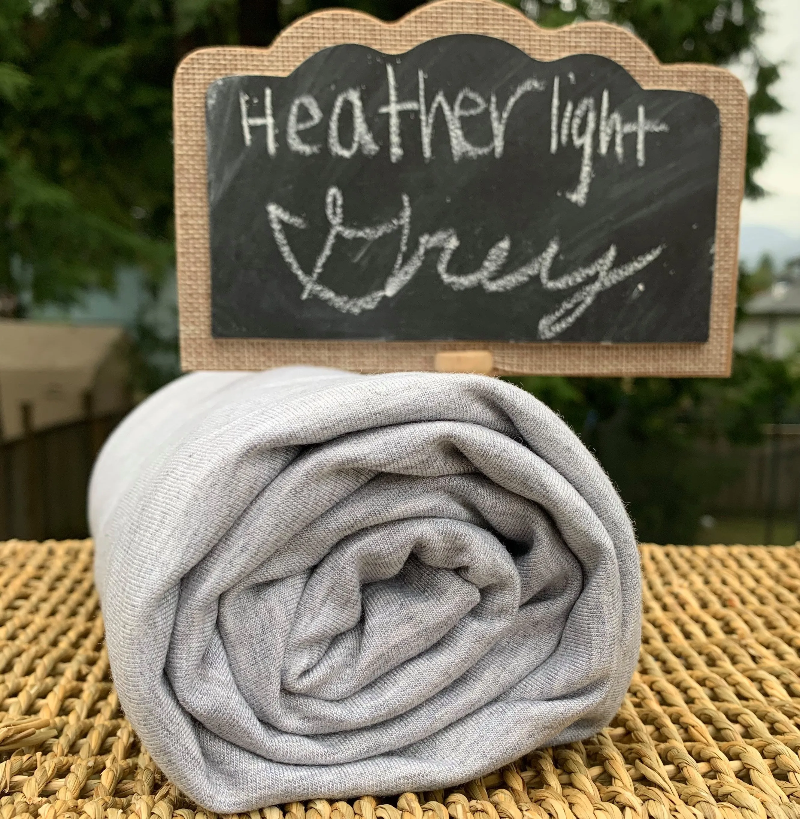 Bamboo Merino Wool Stretch French Terry Fabric, Heather Light Grey - by the Yard
