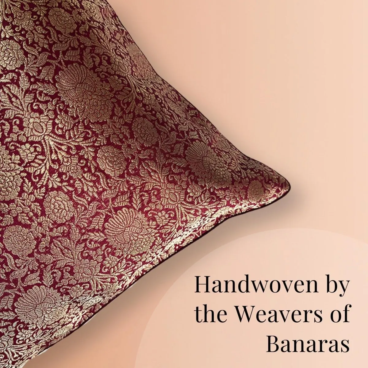 Banarasi Silk Cushion Cover in Wine & Gold