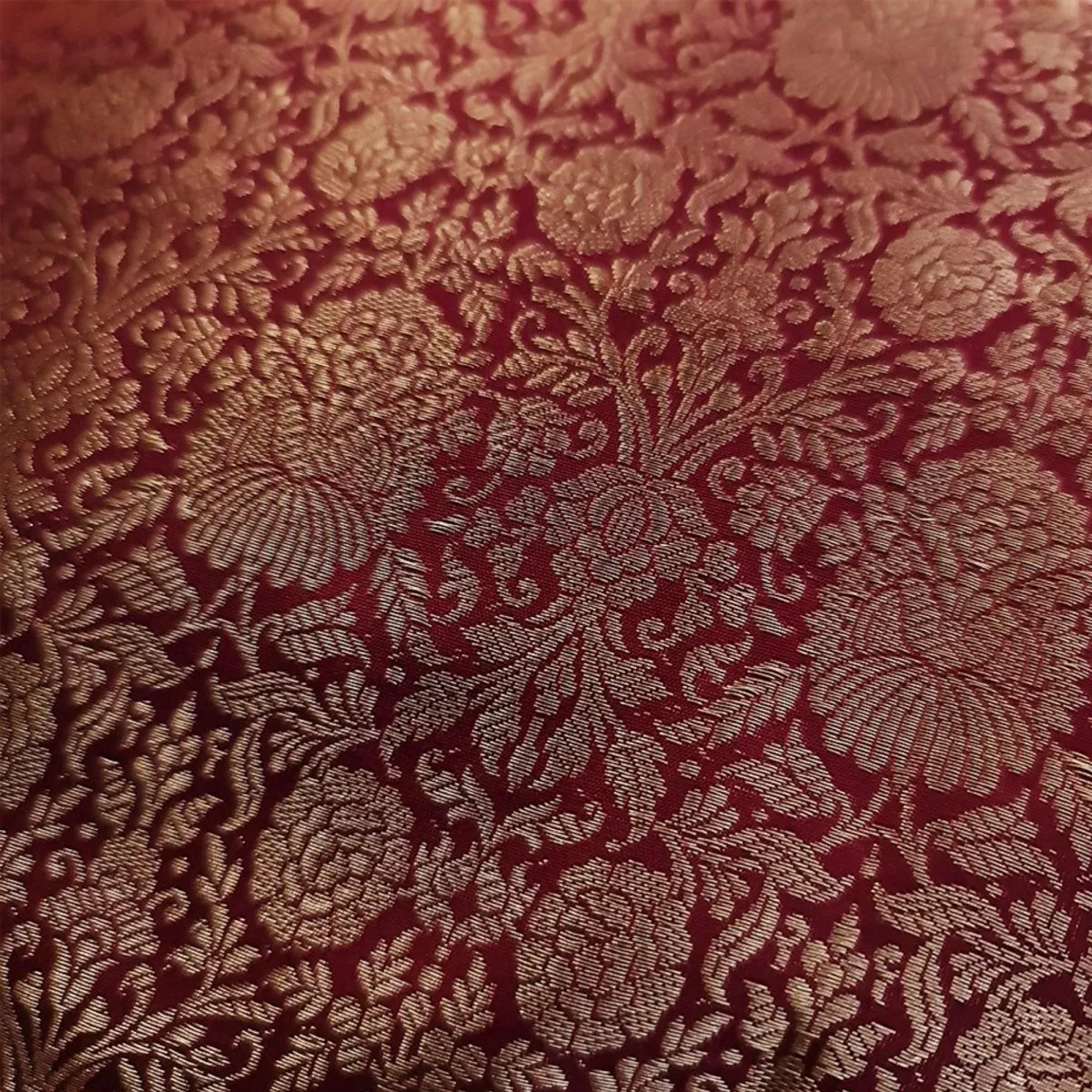 Banarasi Silk Cushion Cover in Wine & Gold