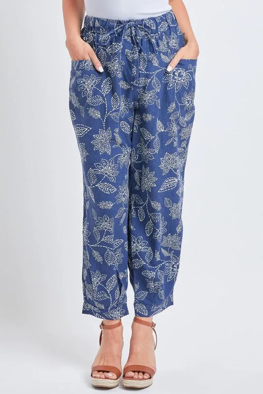 Bandana Missy Linen Jogger Pant With Pleated Hem