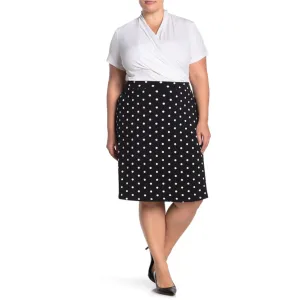 Black Polka Dots Knee Length Skirt