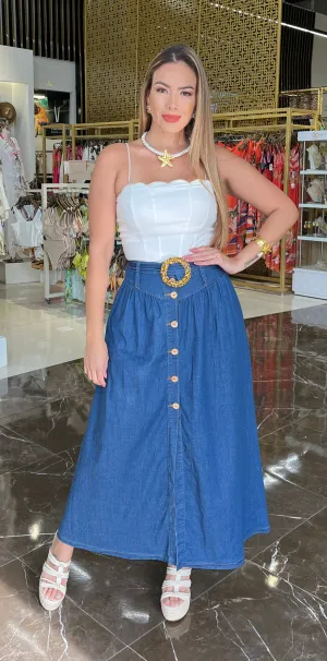 Blue Buttoned Skirt