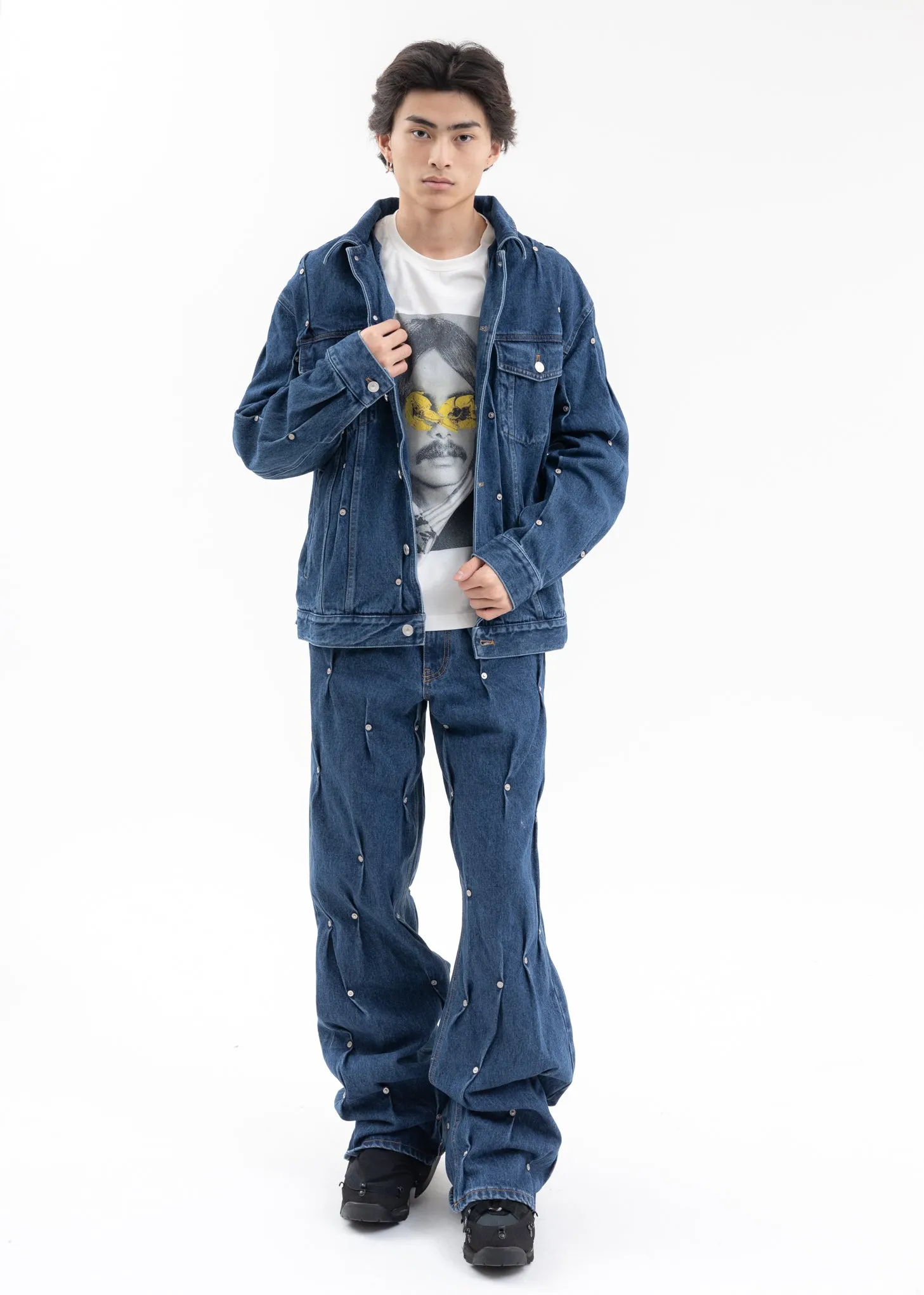 BLUE MULTI RIVET DENIM JACKET