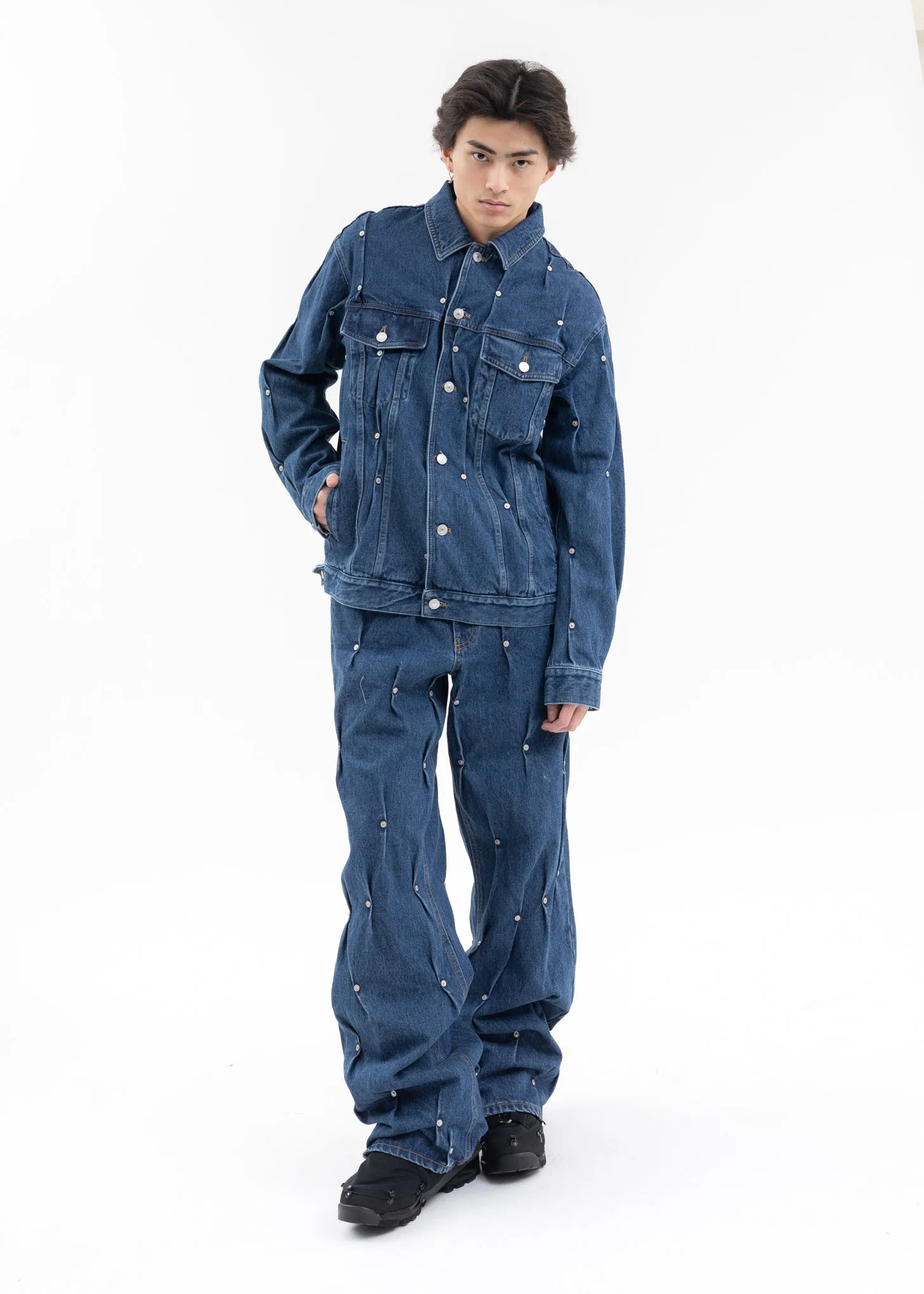 BLUE MULTI RIVET DENIM JACKET